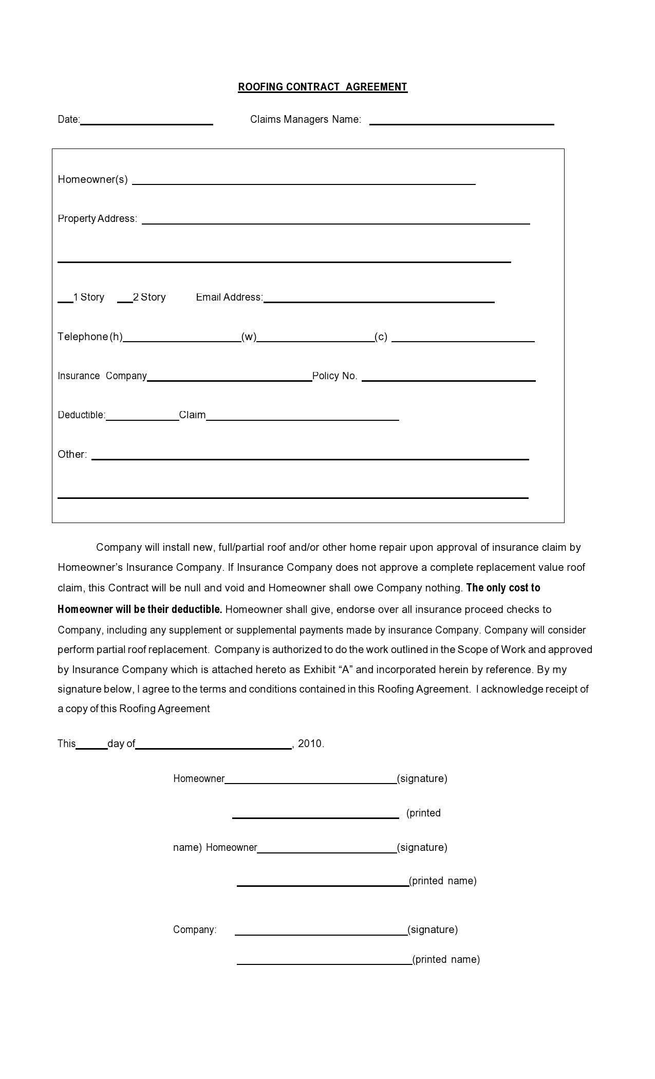 29 Professional Roofing Contract Templates FREE TemplateLab 29 Professional Roofing Contract Templates FREE TemplateLab