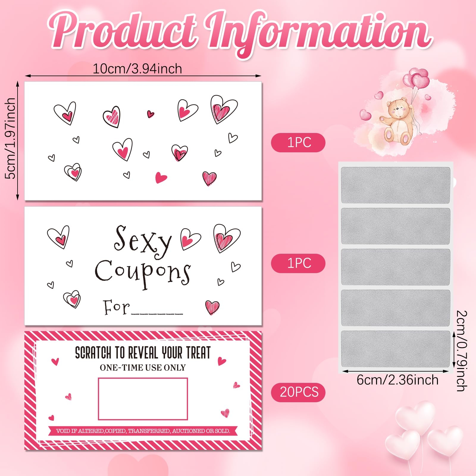 Amazon Noveread 20 Pcs Love Coupons For Him Or Her Valentine Coupon Book Love Voucher Romantic Scratch Off Gift For Couple Husband Wife 