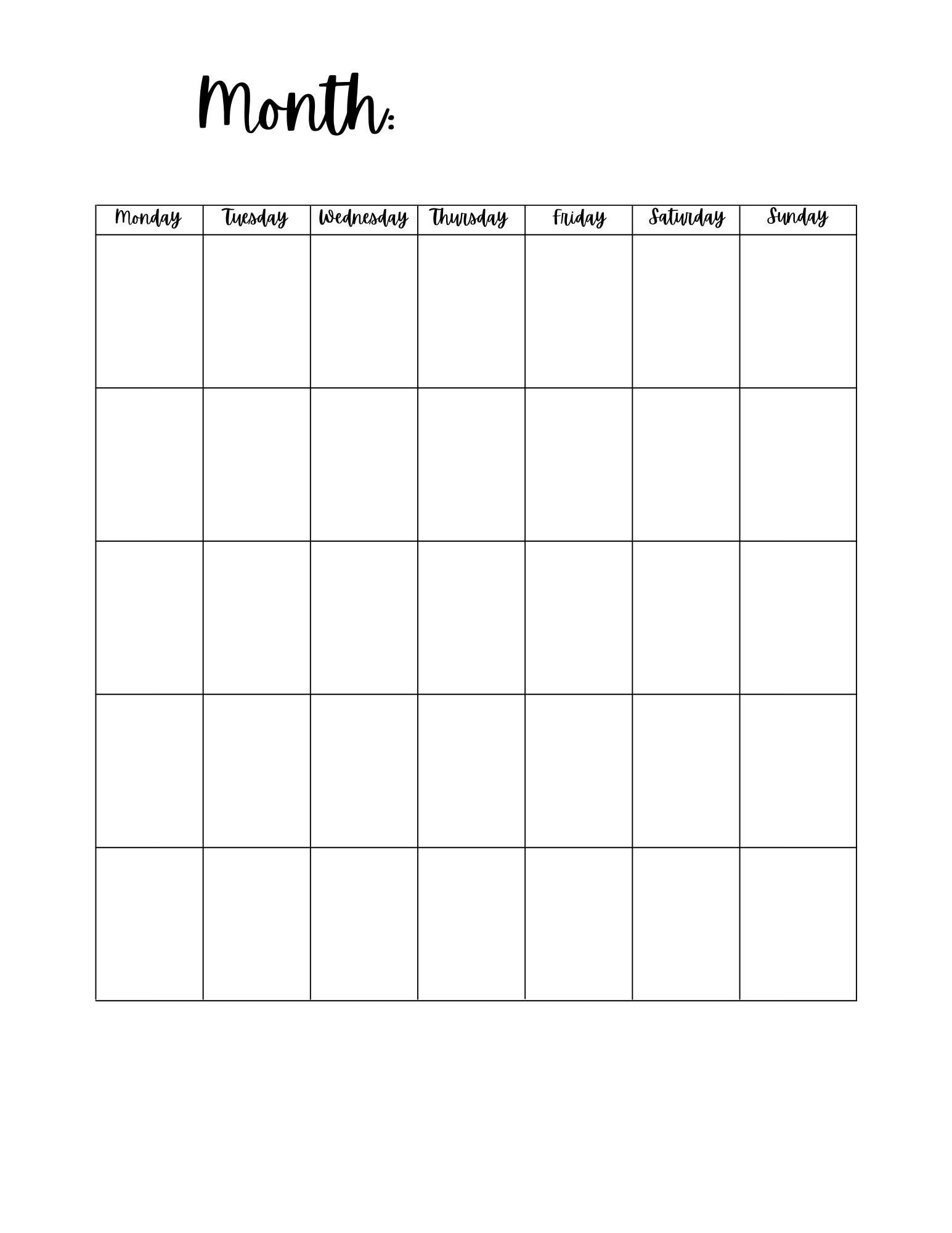Blank Calendar Template 8 5 X 11 Inches Vertical Printable Calendar Page PDF Printable Instant Download Etsy Australia Blank Calendar Template 8 5 X 11 Inches Vertical Printable Calendar Page PDF Printable Instant Download Etsy Australia