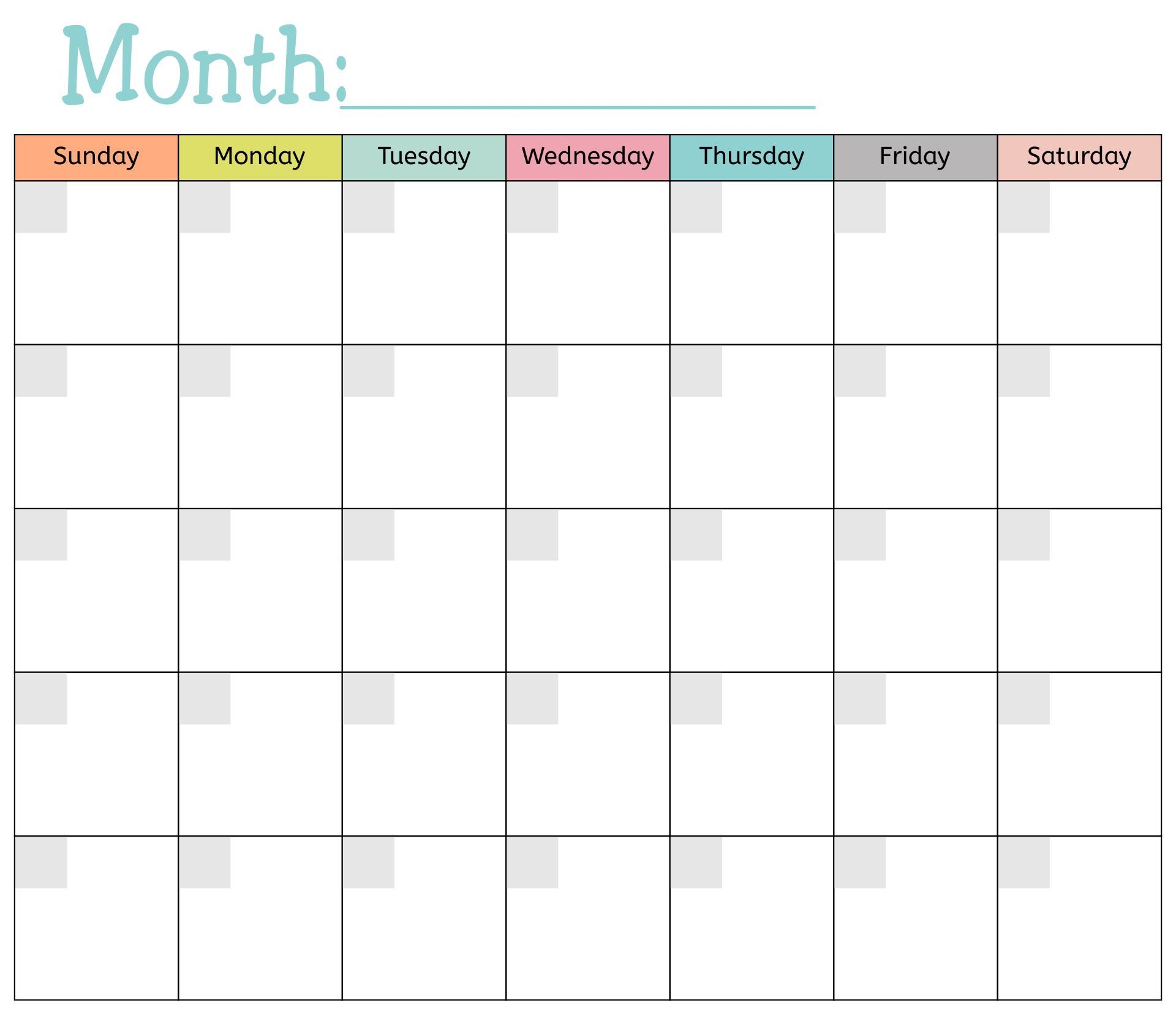 Printable Blank Monthly Calendar Free Printable Blank Monthly Calendar Free