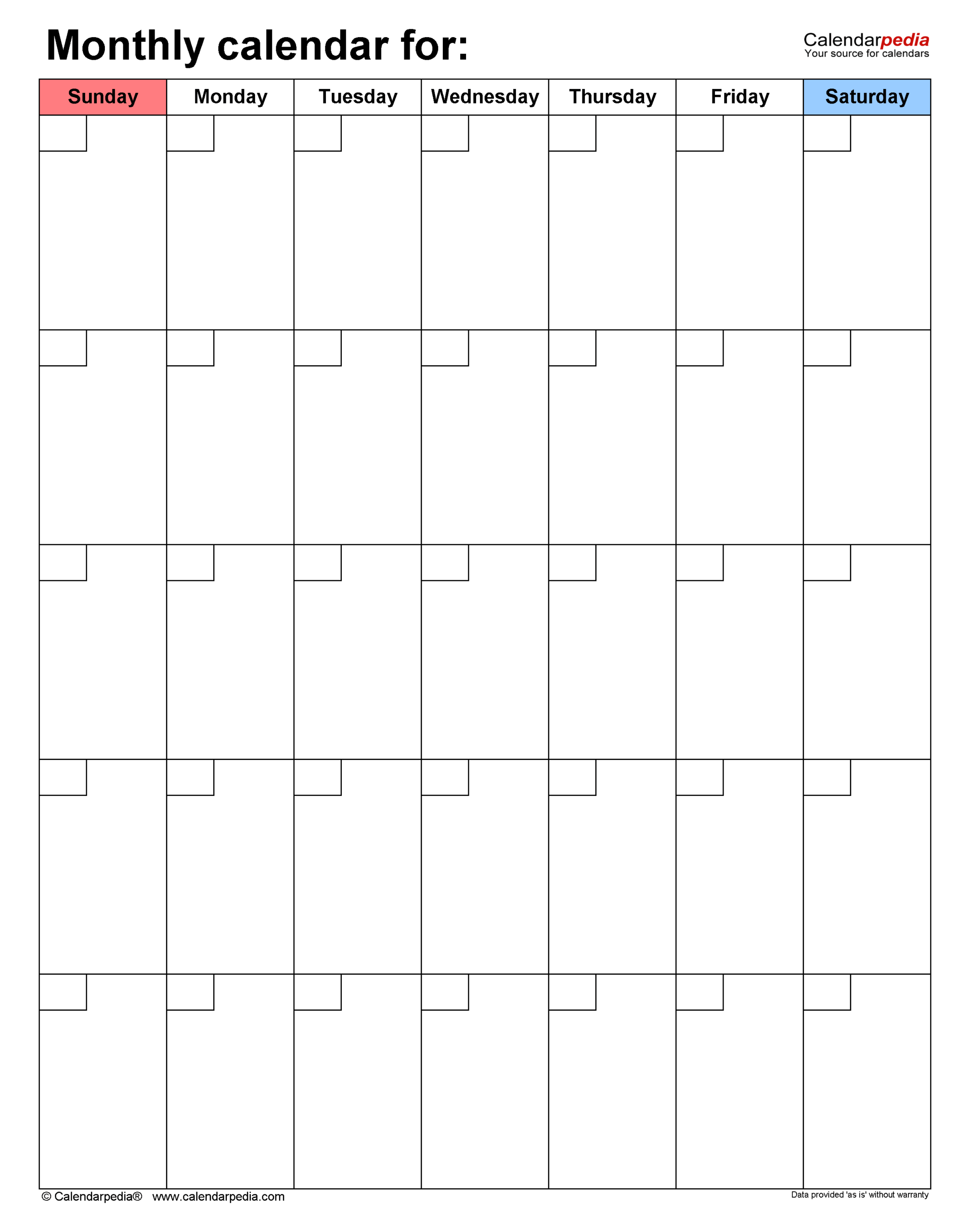 Blank Monthly Calendars In PDF Format 22 Templates