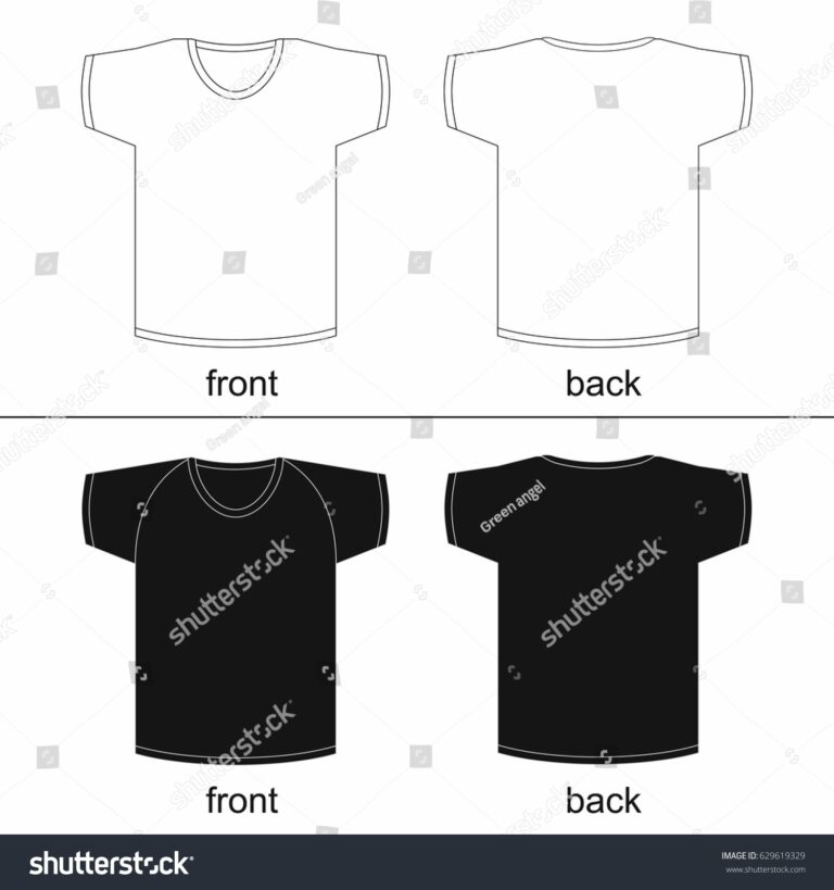 Blank T shirt Template Front Back Printable Stock Vector Royalty