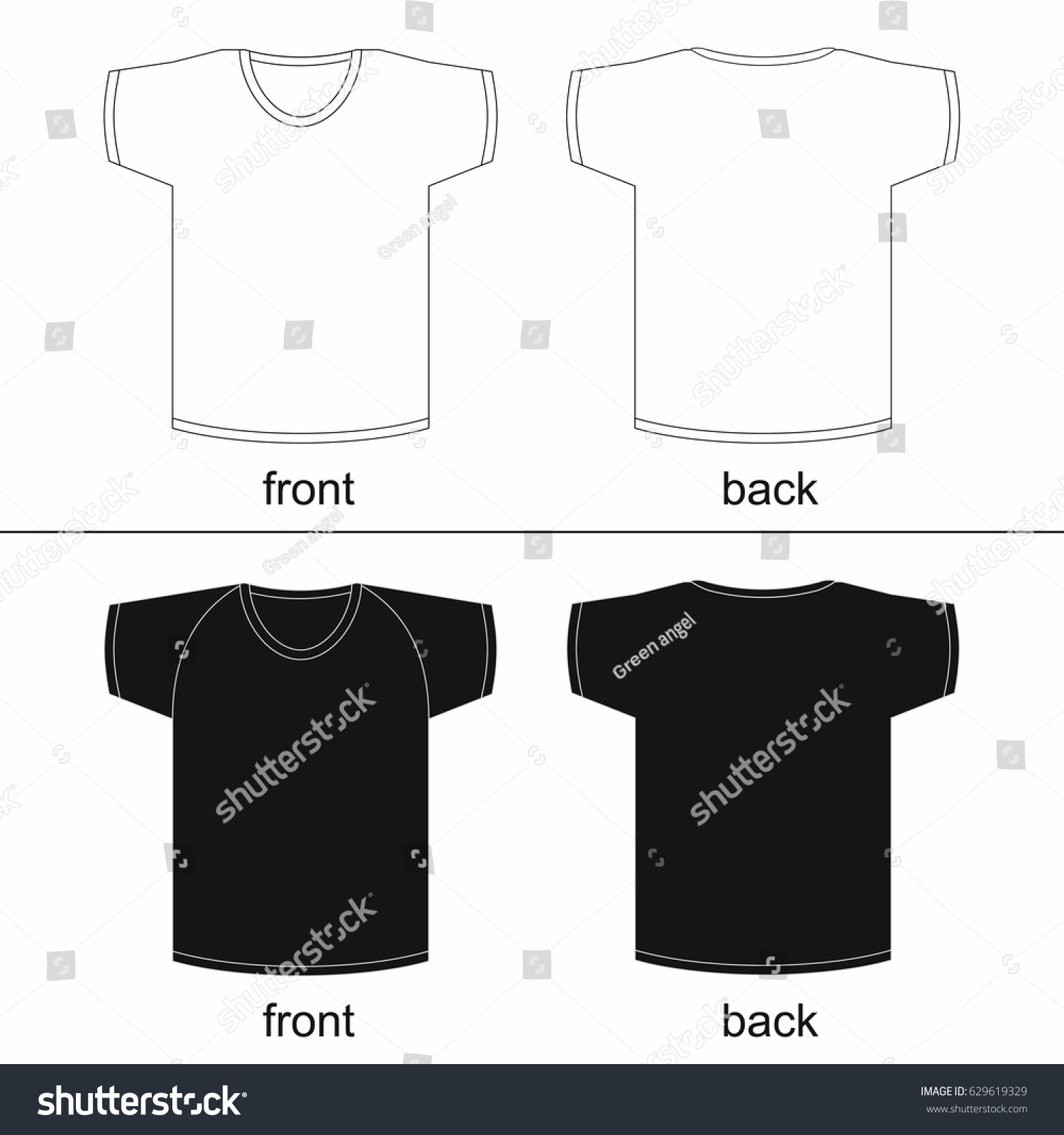 Blank T shirt Template Front Back Printable Stock Vector Royalty