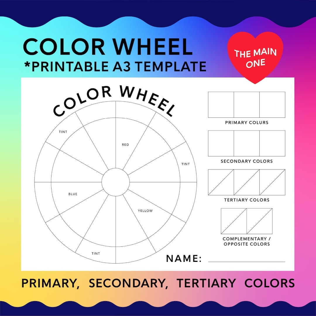 COLOR WHEEL The MAIN One Printable A3 Template Color Theory COLOR WHEEL The MAIN One Printable A3 Template Color Theory