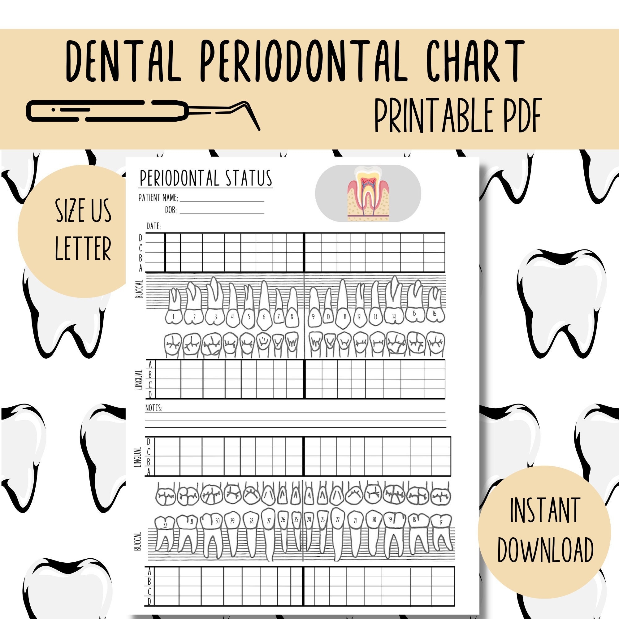 Dental Hygiene Chart Template Etsy Dental Hygiene Chart Template Etsy