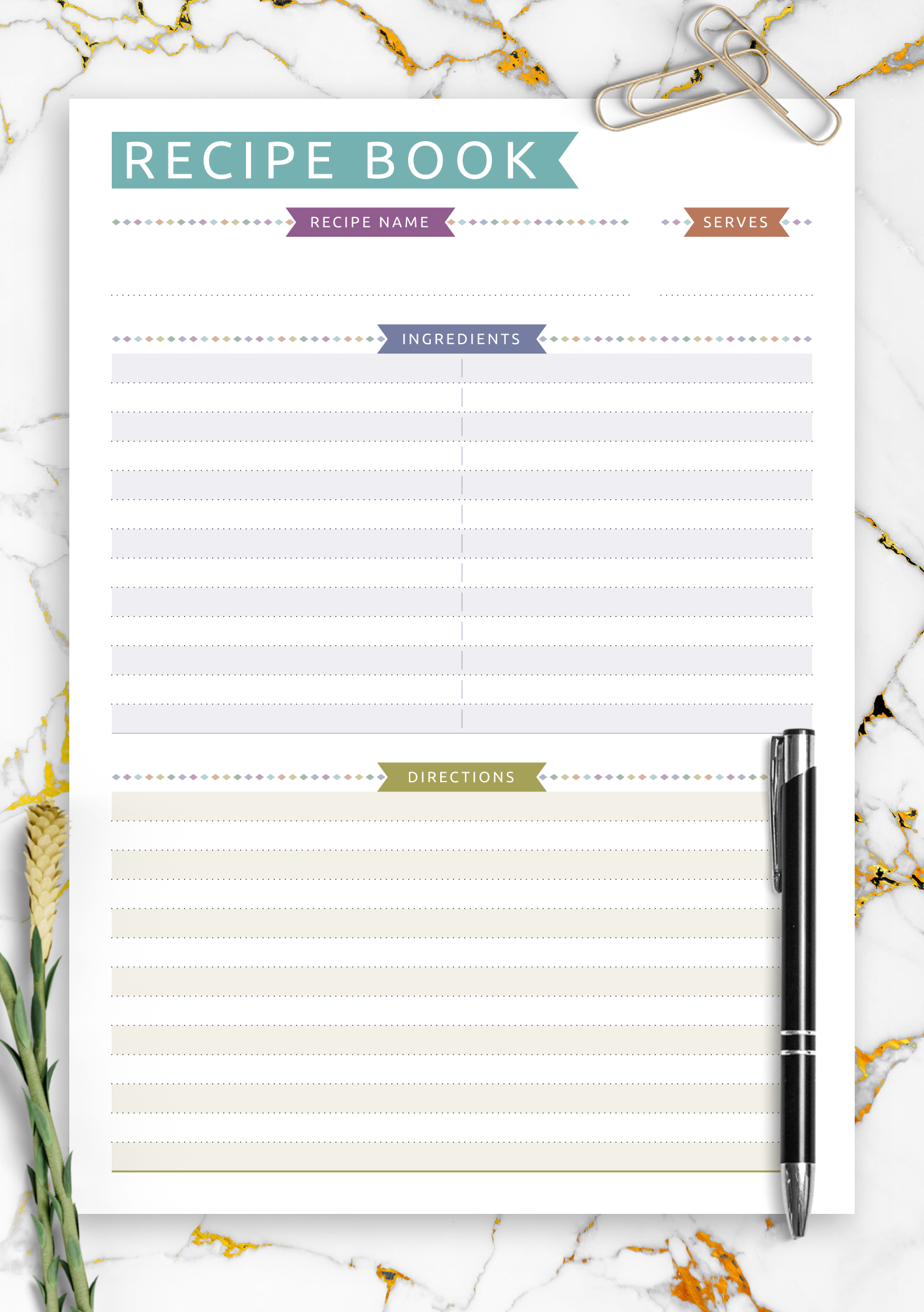 Download Printable Recipe Book Template Casual Style PDF Download Printable Recipe Book Template Casual Style PDF