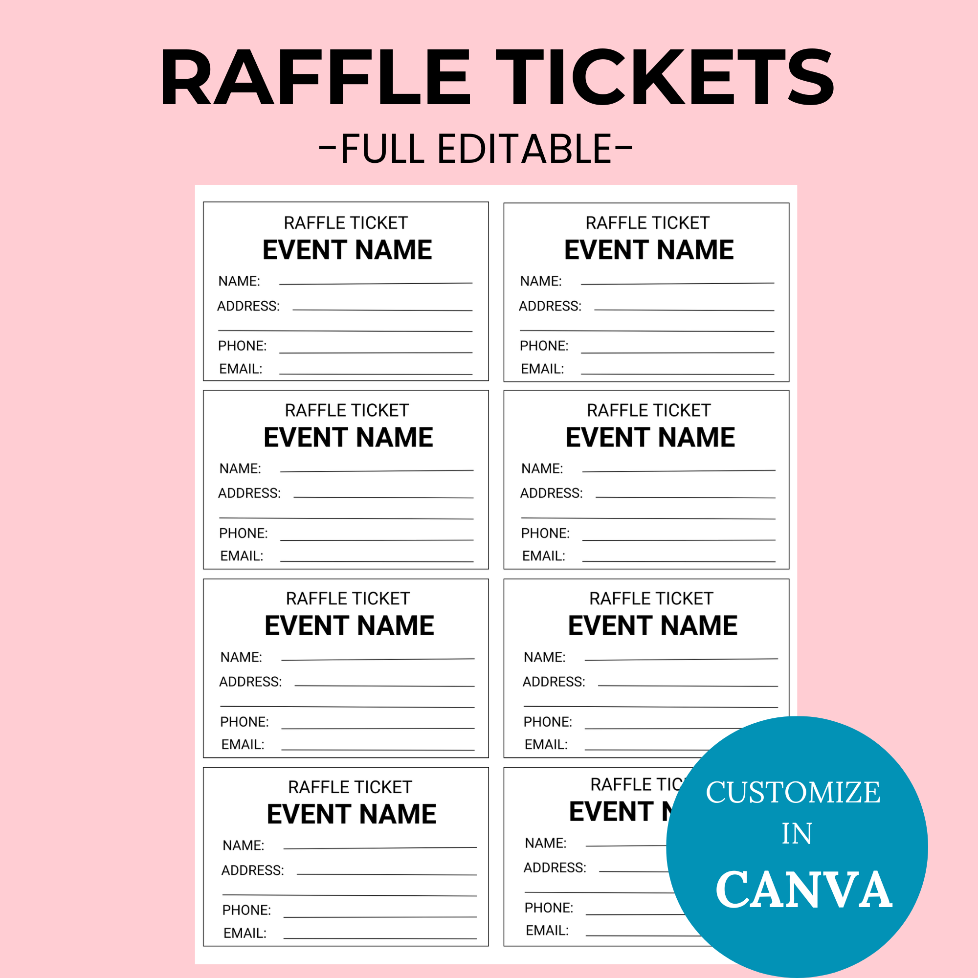 Editable Raffle Ticket Template