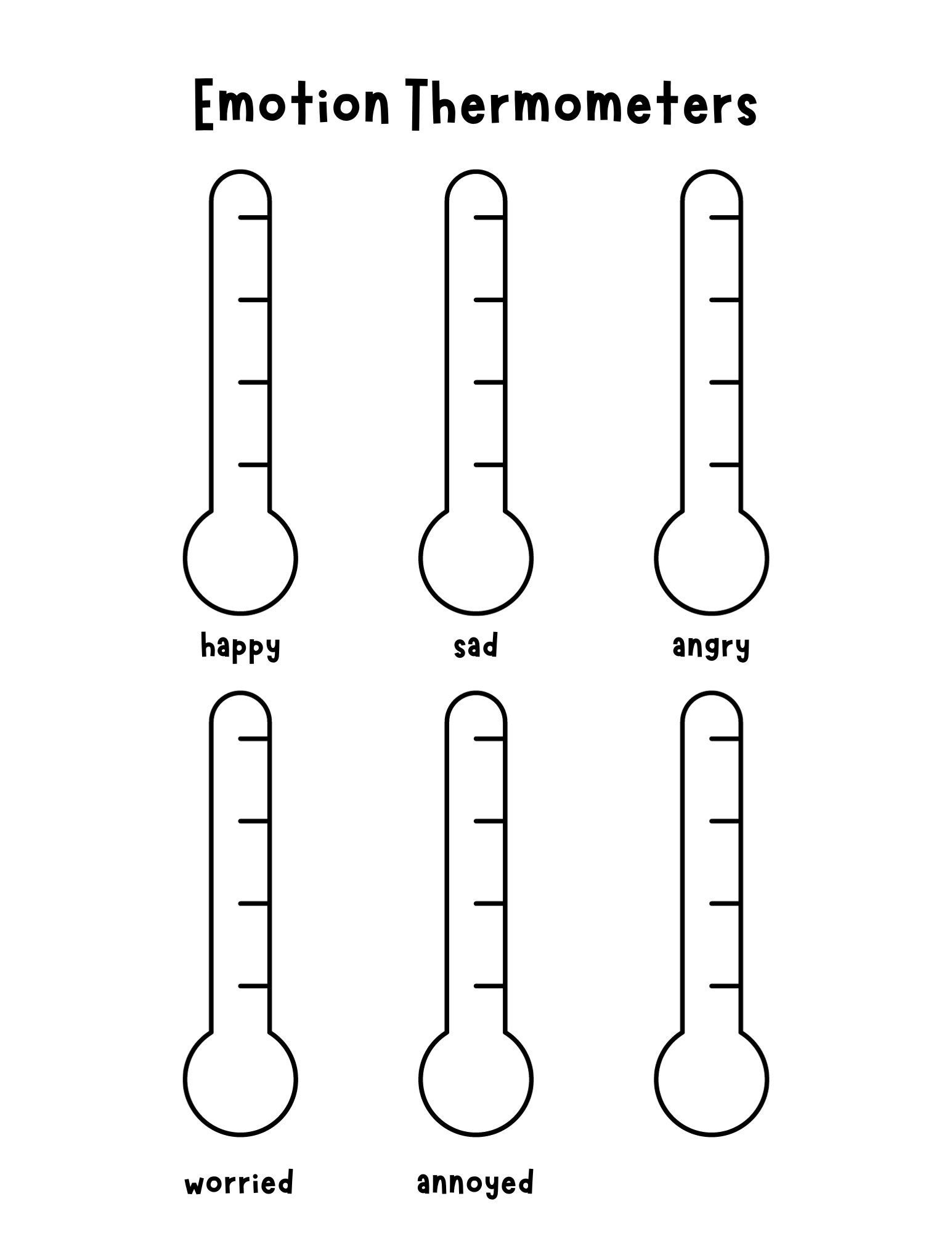 Emotion Thermometers Worksheet For Counseling For Child Therapy Emotion Thermometers Worksheet For Counseling For Child Therapy
