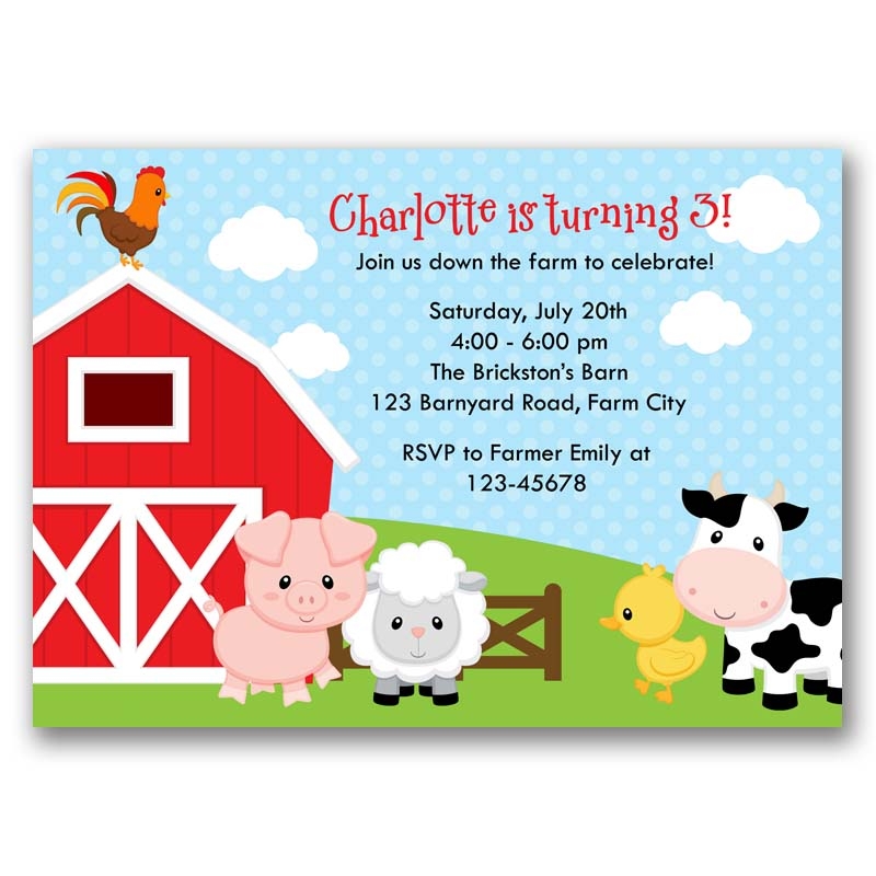 Farm Birthday Invitation Bright Colors Farm Birthday Invitation Bright Colors