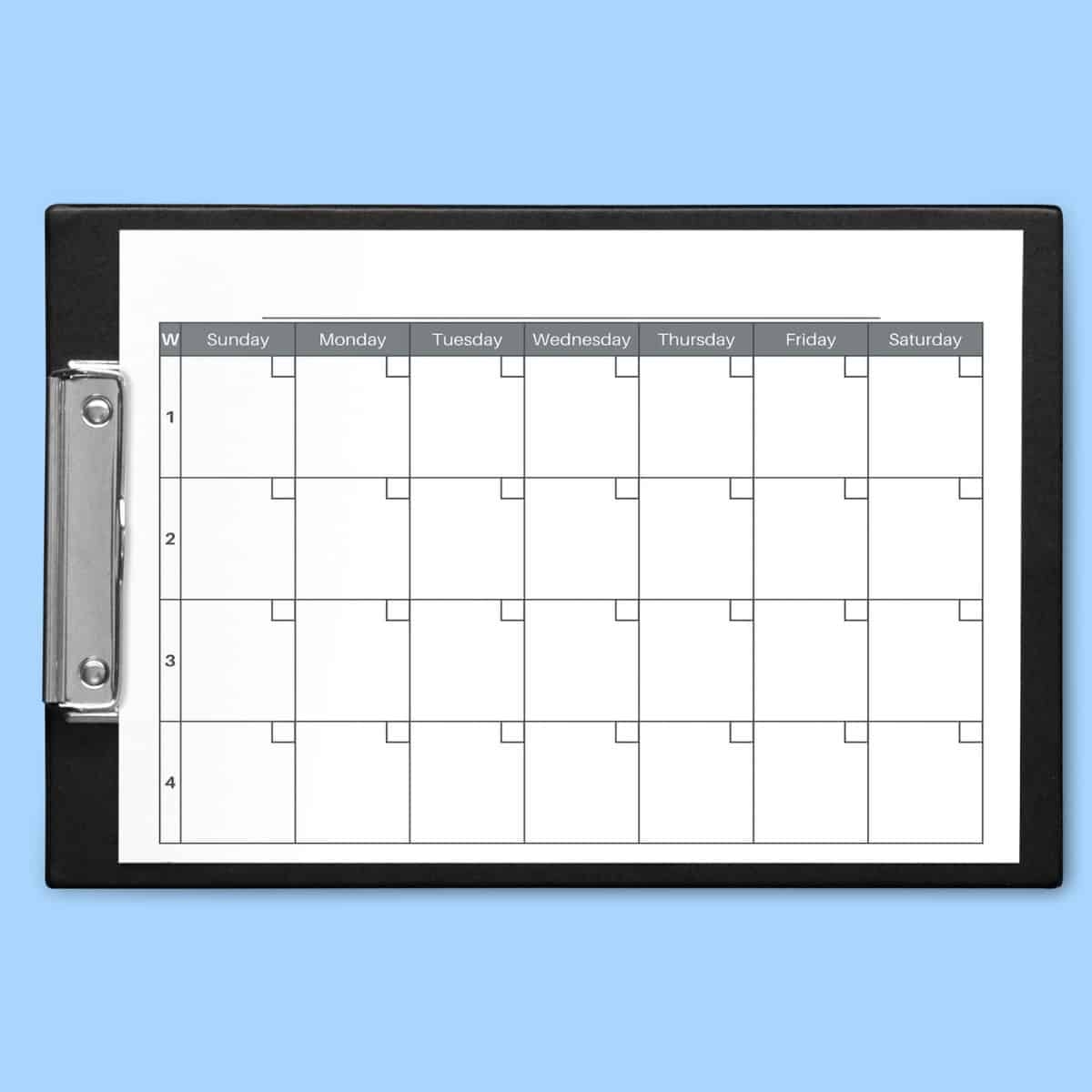 Blank Calendar Grid Printable Blank Calendar Grid Printable