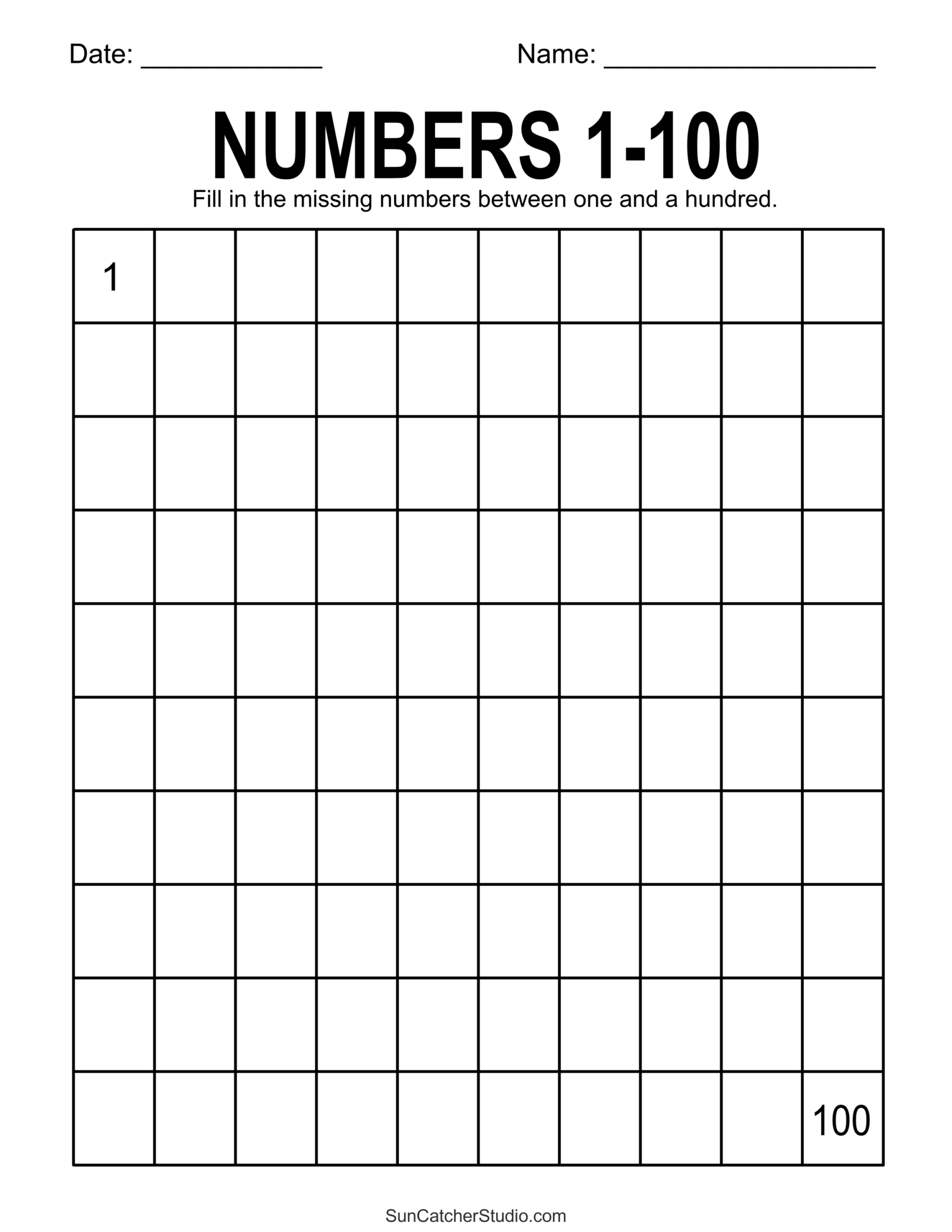 Free Blank 100 Square Grid Printable Free Blank 100 Square Grid Printable