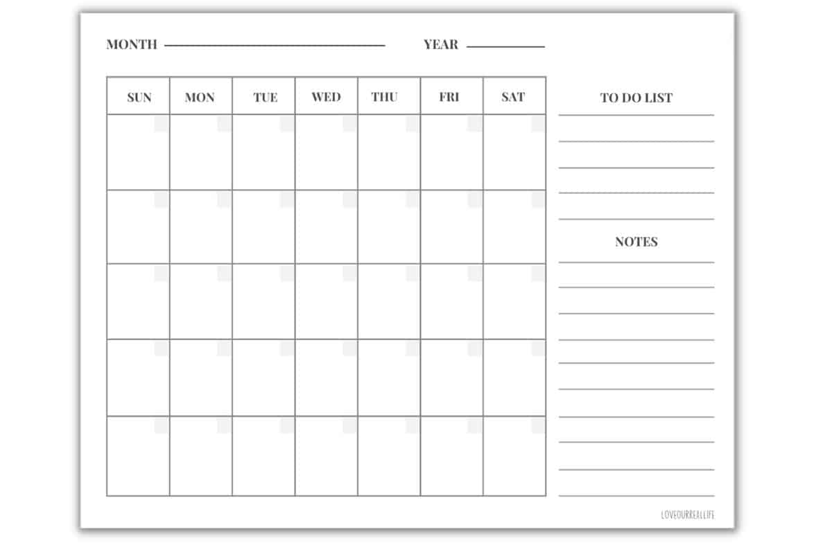 FREE Blank Undated Monthly Calendar Printable Template Love Our Real Life FREE Blank Undated Monthly Calendar Printable Template Love Our Real Life