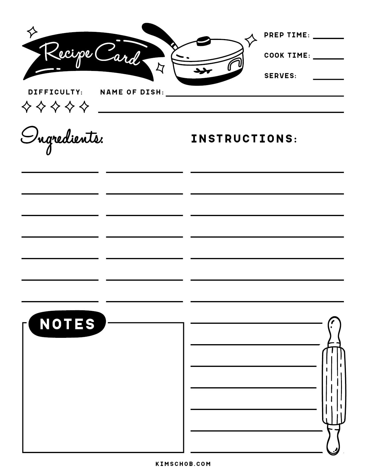 Free Recipe Card Printable Kim Schob Free Recipe Card Printable Kim Schob