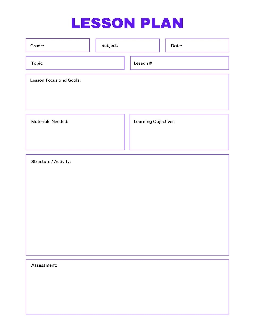 Lesson Plan Template For Educators digital Printable Etsy Lesson Plan Template For Educators digital Printable Etsy
