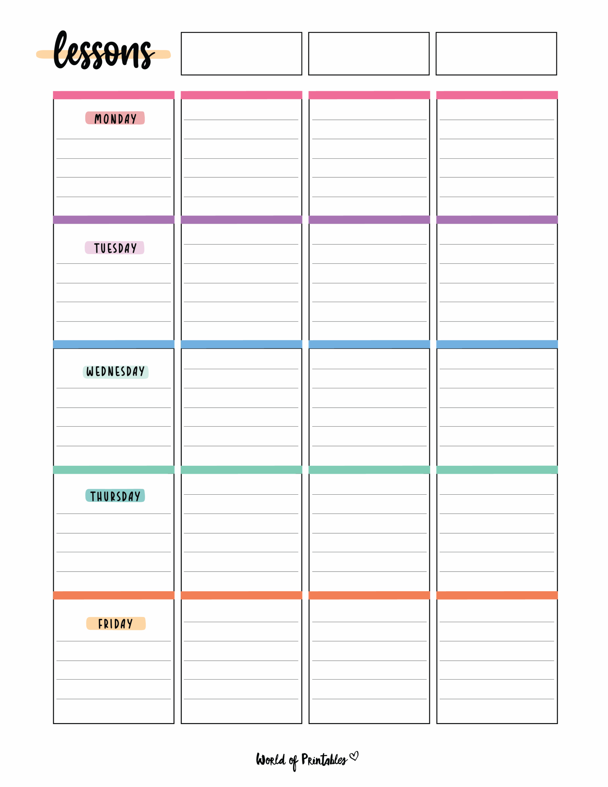 Free Printable Blank Lesson Plan Pages Free Printable Blank Lesson Plan Pages
