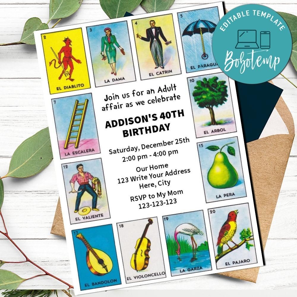 Loteria Invitation Customizable Template Instant Download Bobotemp