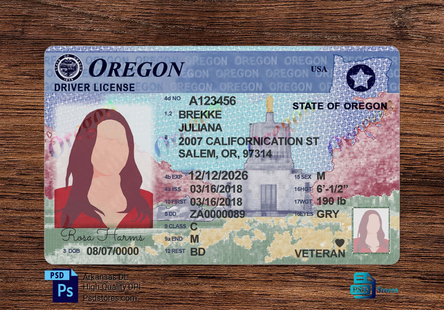 Oregon Driver License Template PSD Stores Oregon Driver License Template PSD Stores