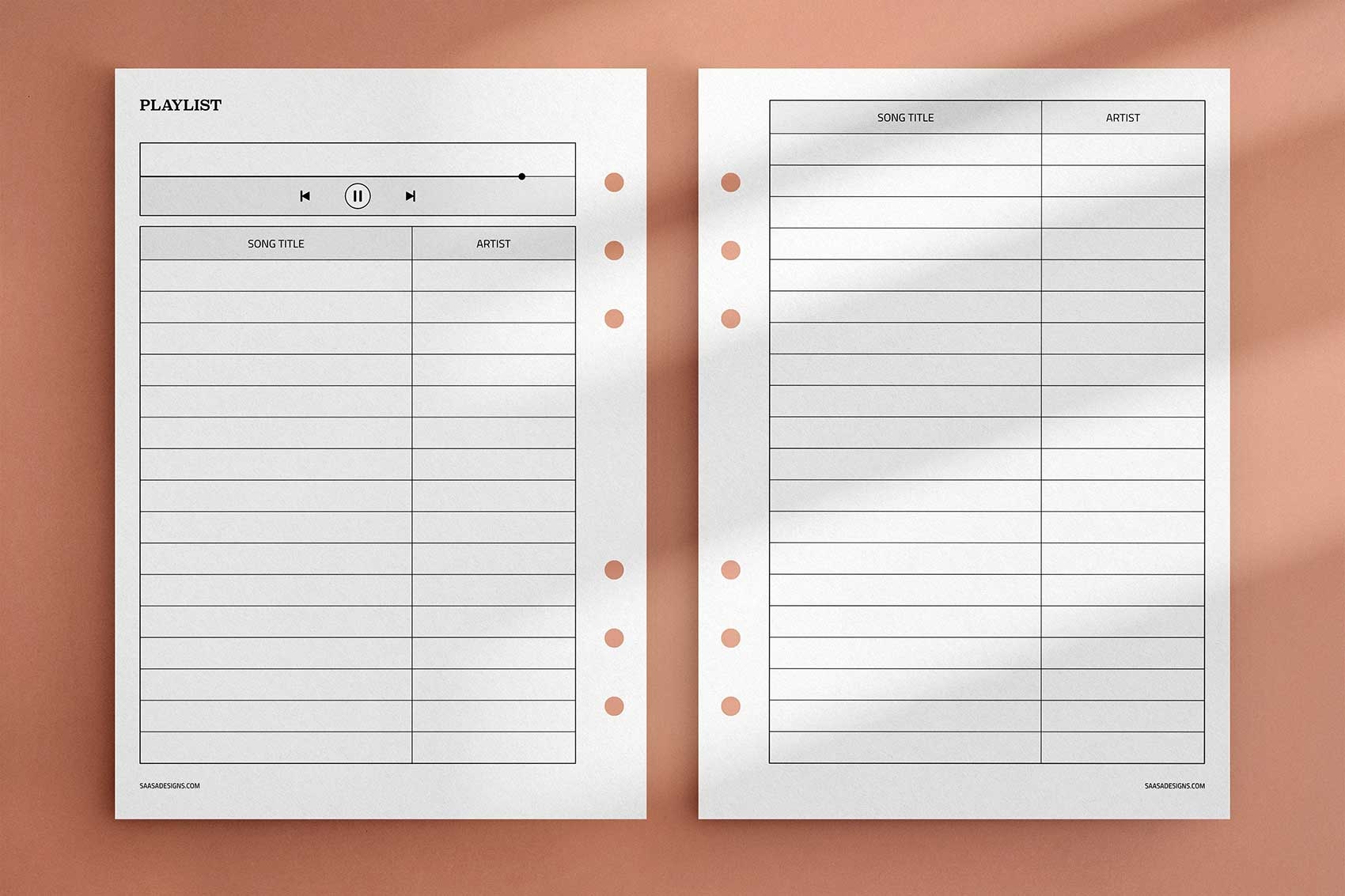 Playlist Tracker Template Free Printable Planner Insert 