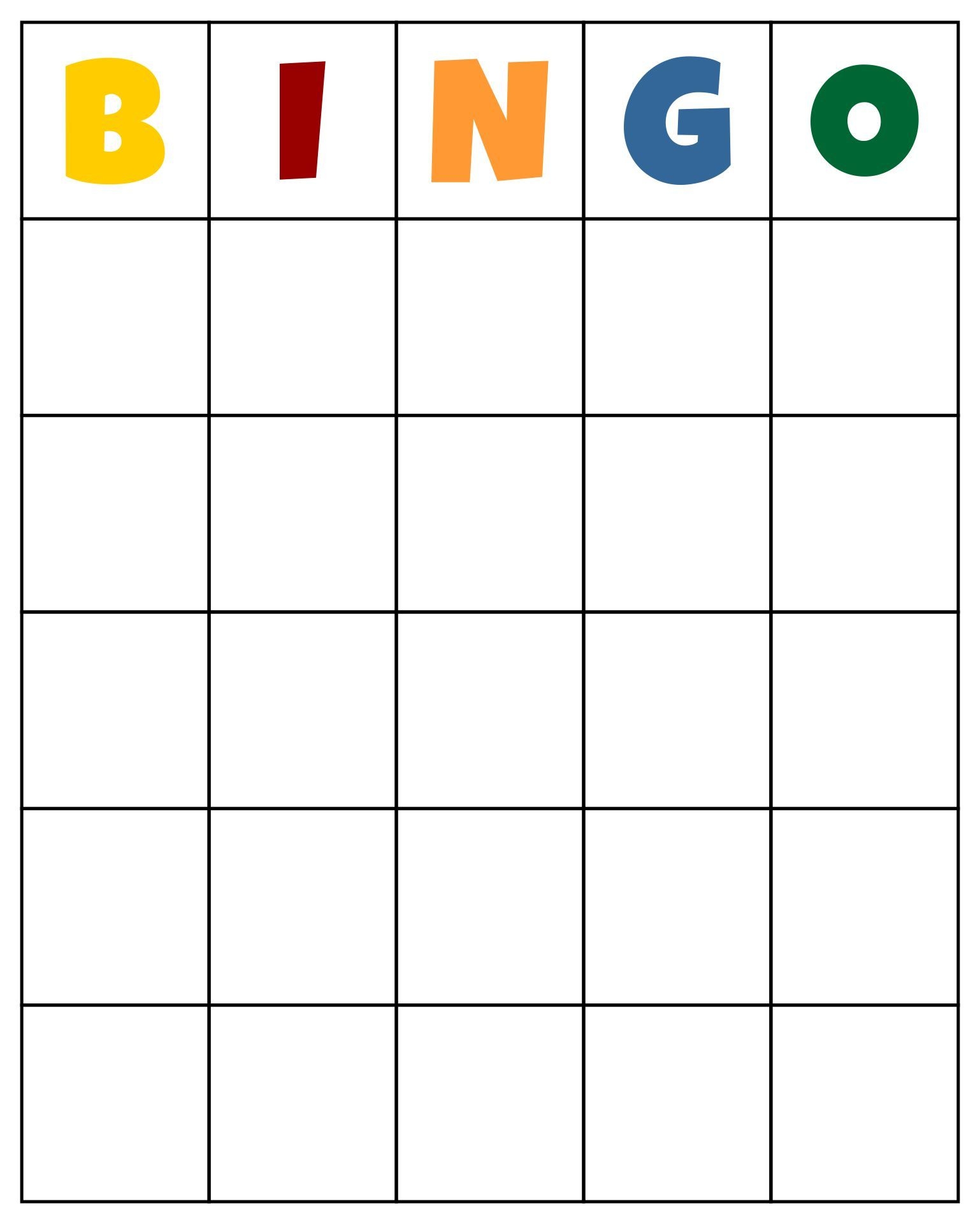 Printable Blank Bingo Cards Template Printable Blank Bingo Cards Template