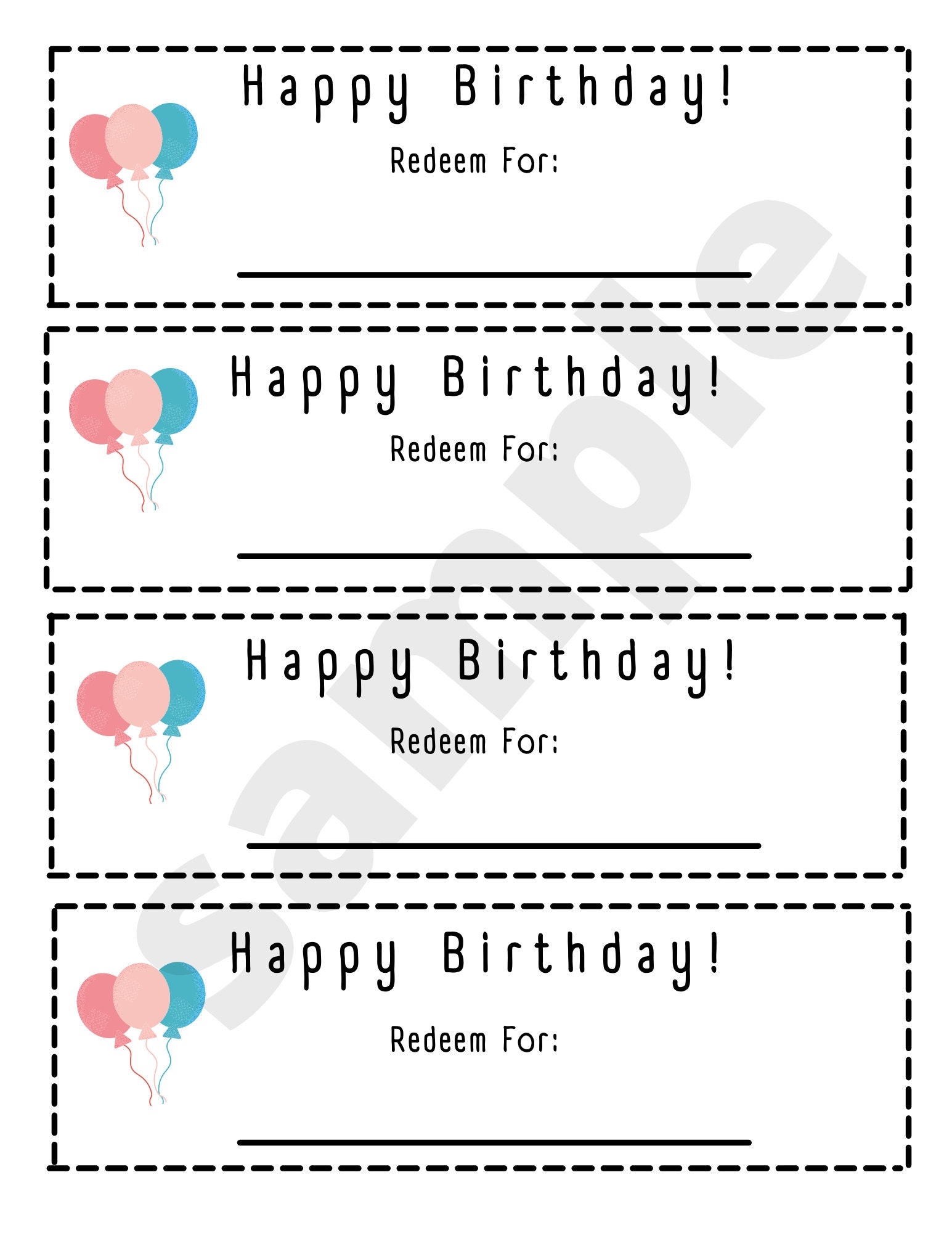 Printable Blank Birthday Coupons Etsy Printable Blank Birthday Coupons Etsy