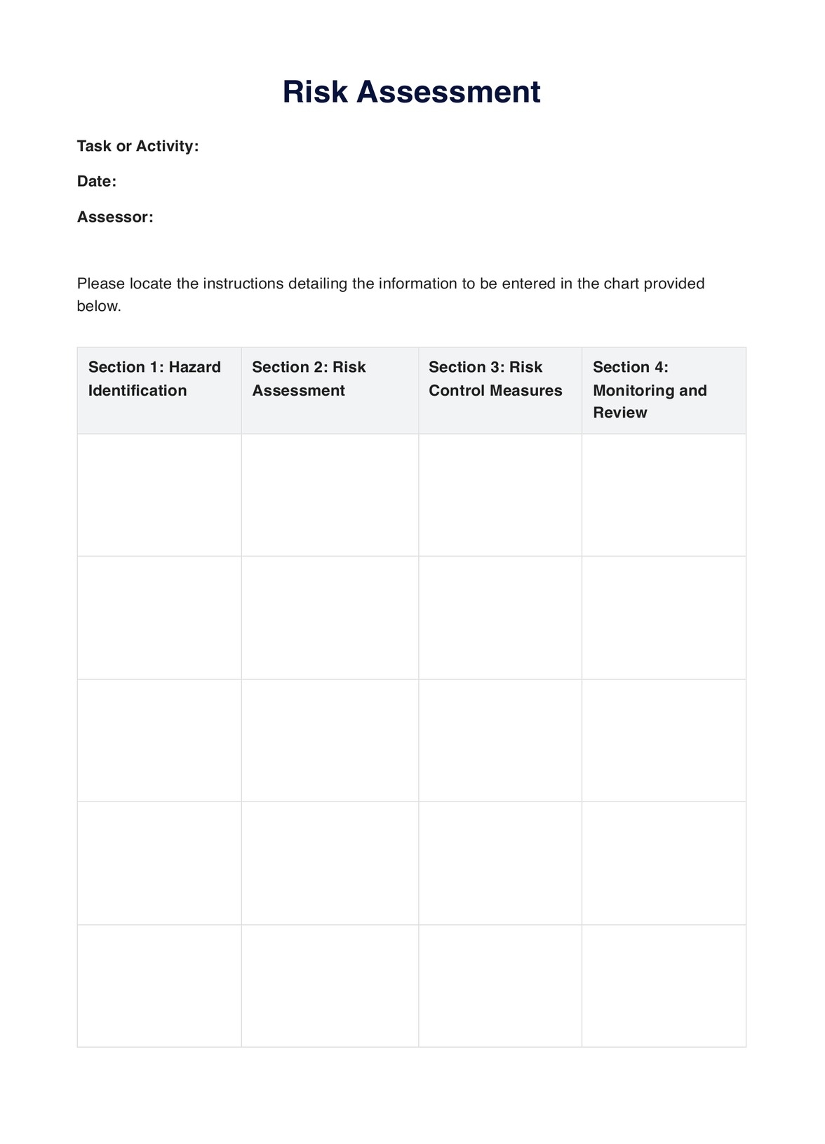 Risk Assessment Template U0026 Example Free PDF Download Risk Assessment Template U0026 Example Free PDF Download