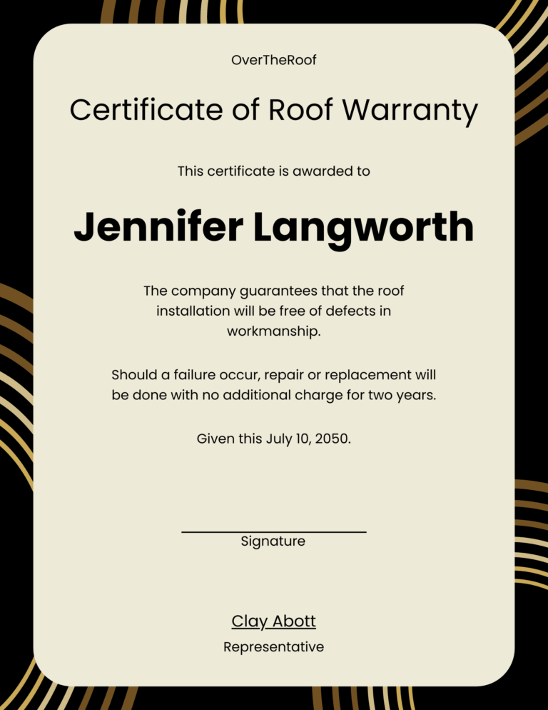 Roofing Warranty Certificate In Pages Illustrator PSD Word Publisher Google Docs Download Template