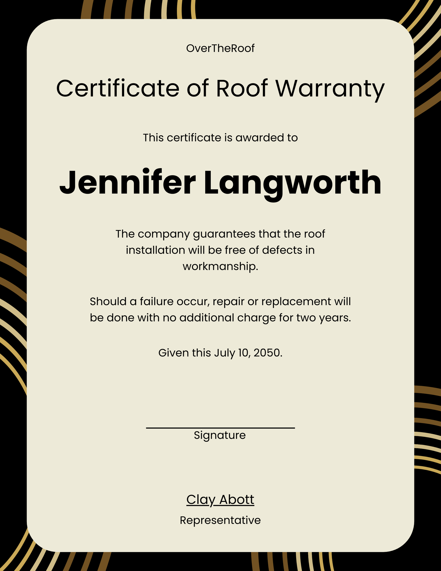 Roofing Warranty Certificate In Pages Illustrator PSD Word Publisher Google Docs Download Template