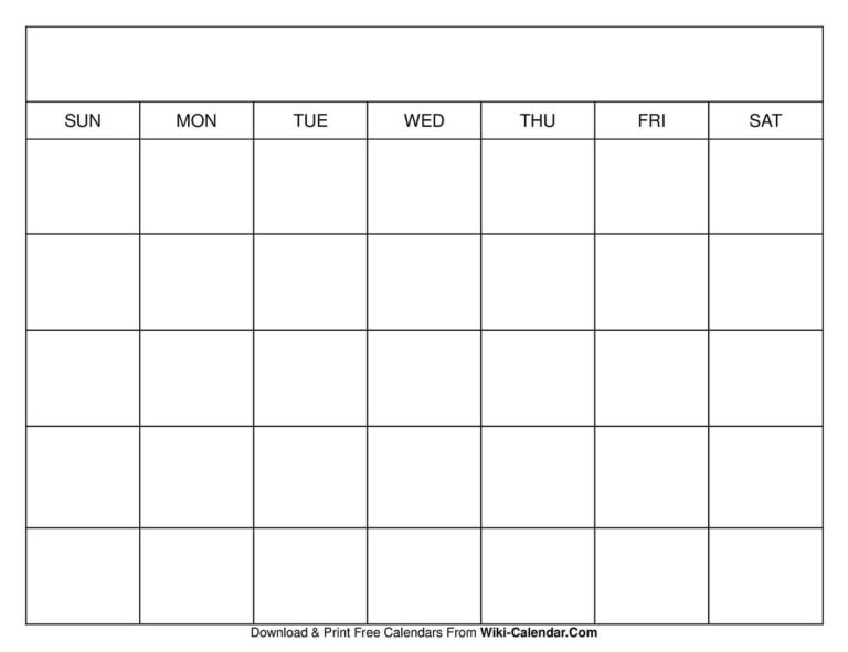 Simple Blank Calendar Templates Free To Download U0026 Print