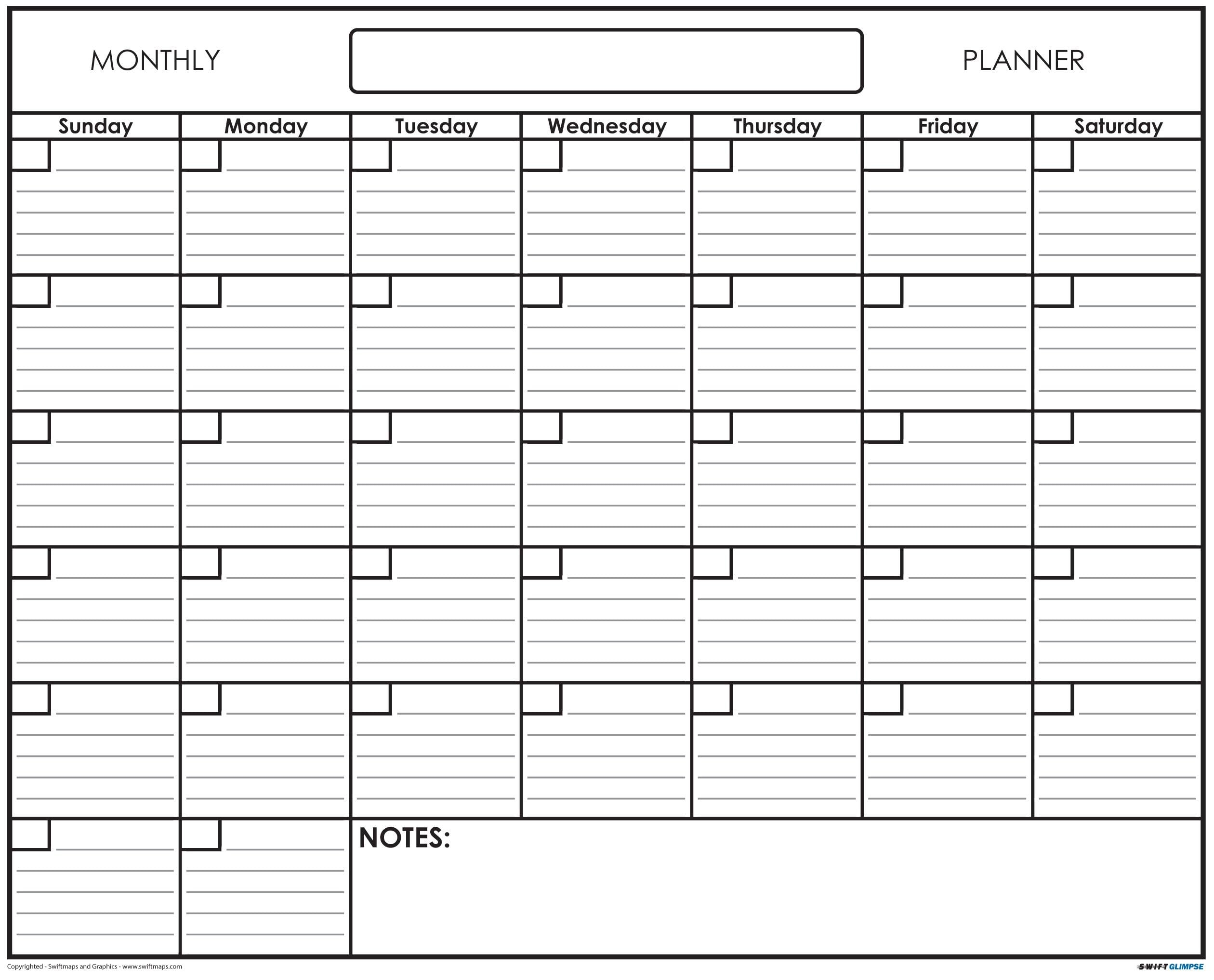 Large Blank Printable Monthly Calendar