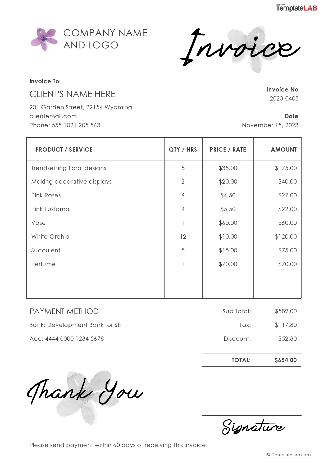 Simple Printable Blank Invoice Template