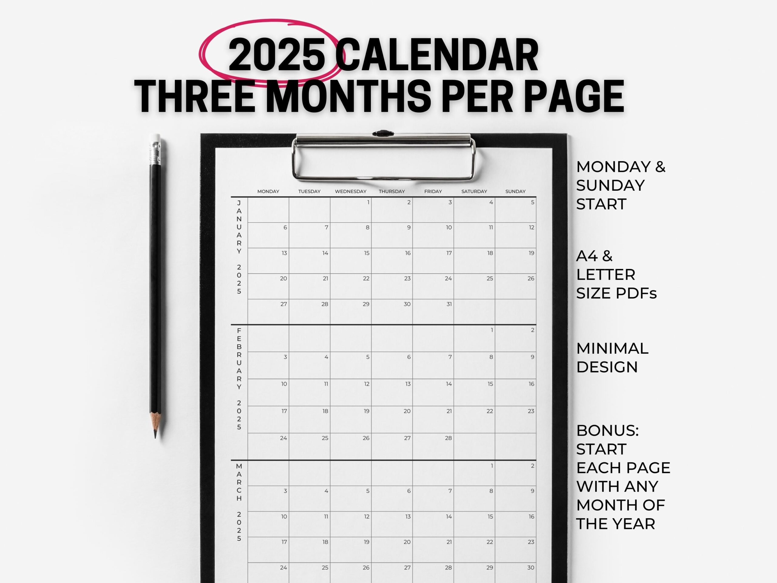 Blank Printable 3 Month Calendar