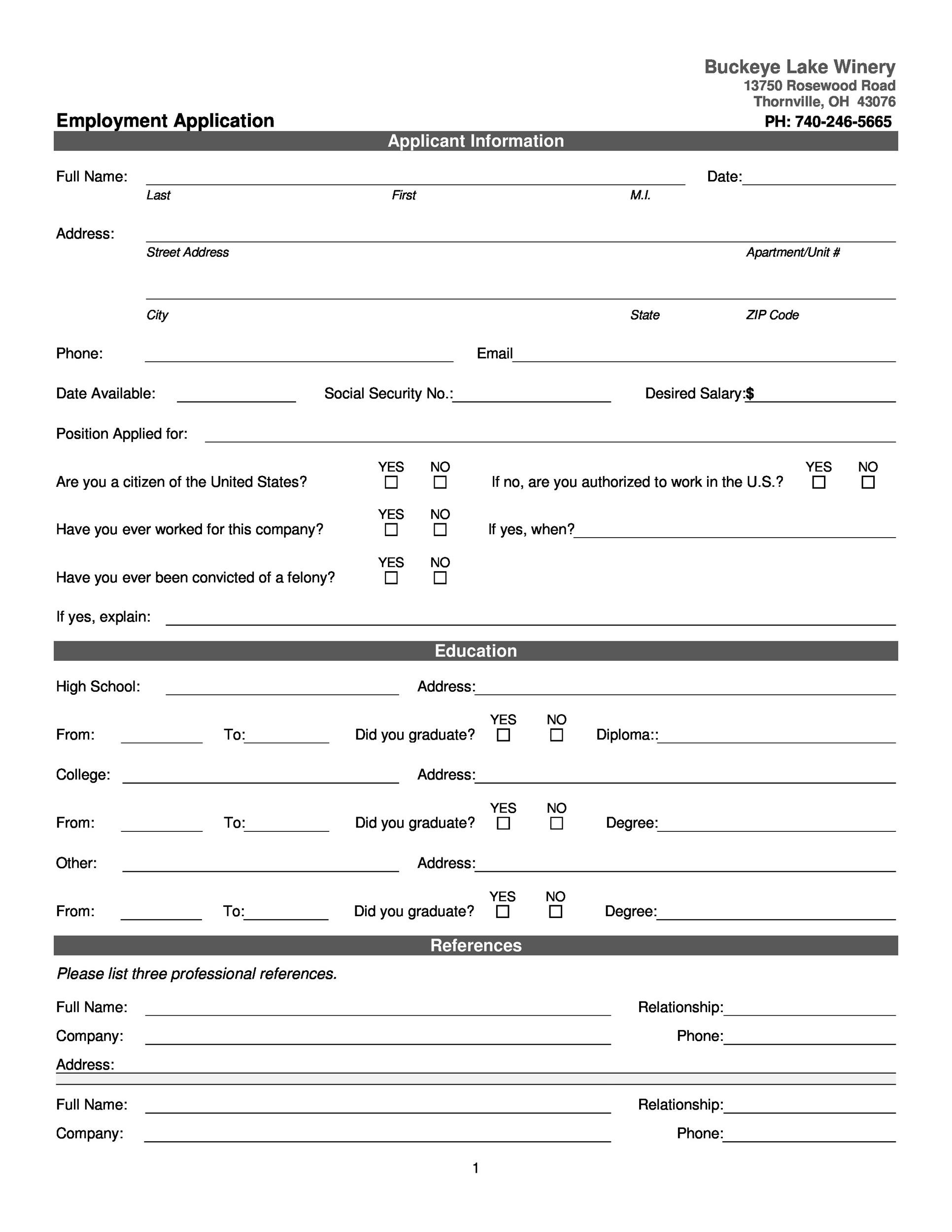 50 Free Employment Job Application Form Templates Printable 50 Free Employment Job Application Form Templates Printable