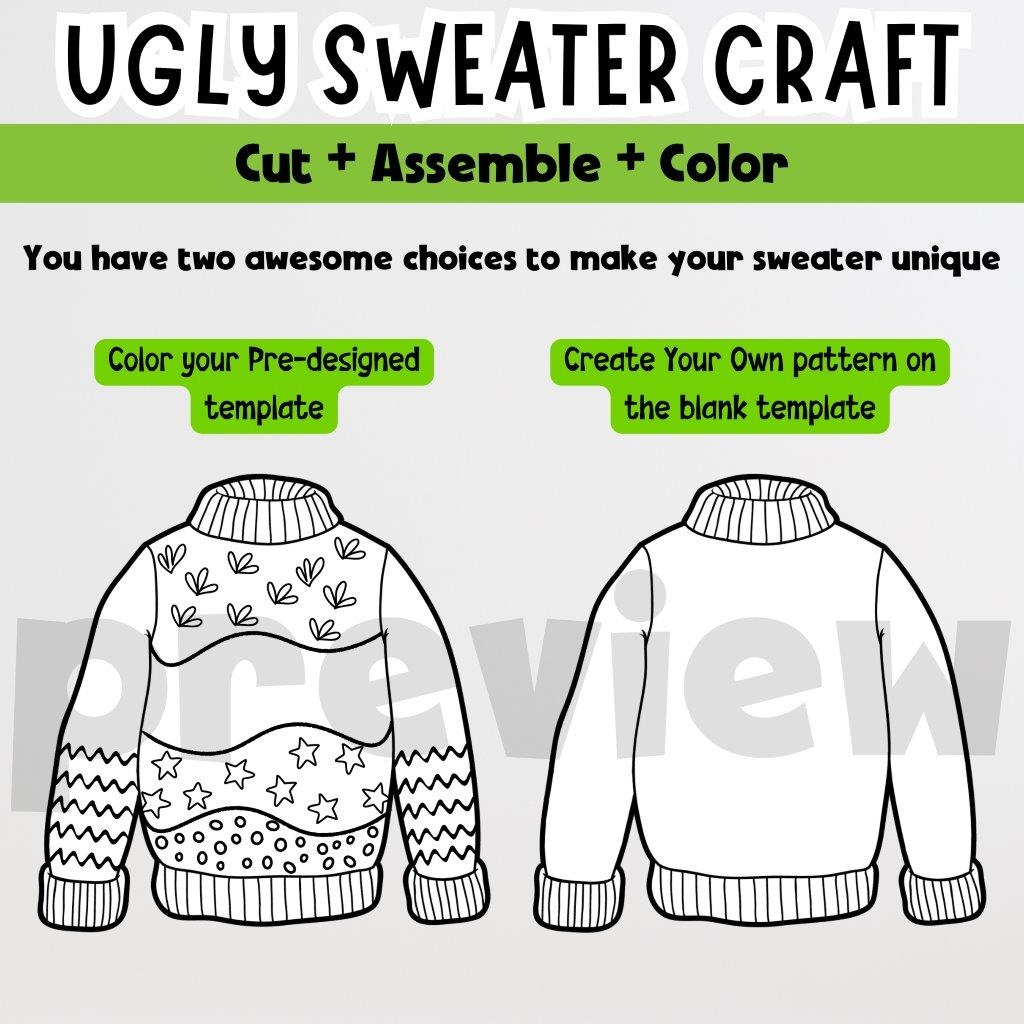 Design An Ugly Sweater Ugly Sweater Craft Pre designed U0026 Blank Template