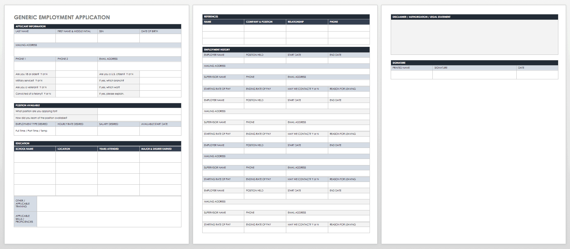 Free Printable Blank Employment Application Form Free Printable Blank Employment Application Form