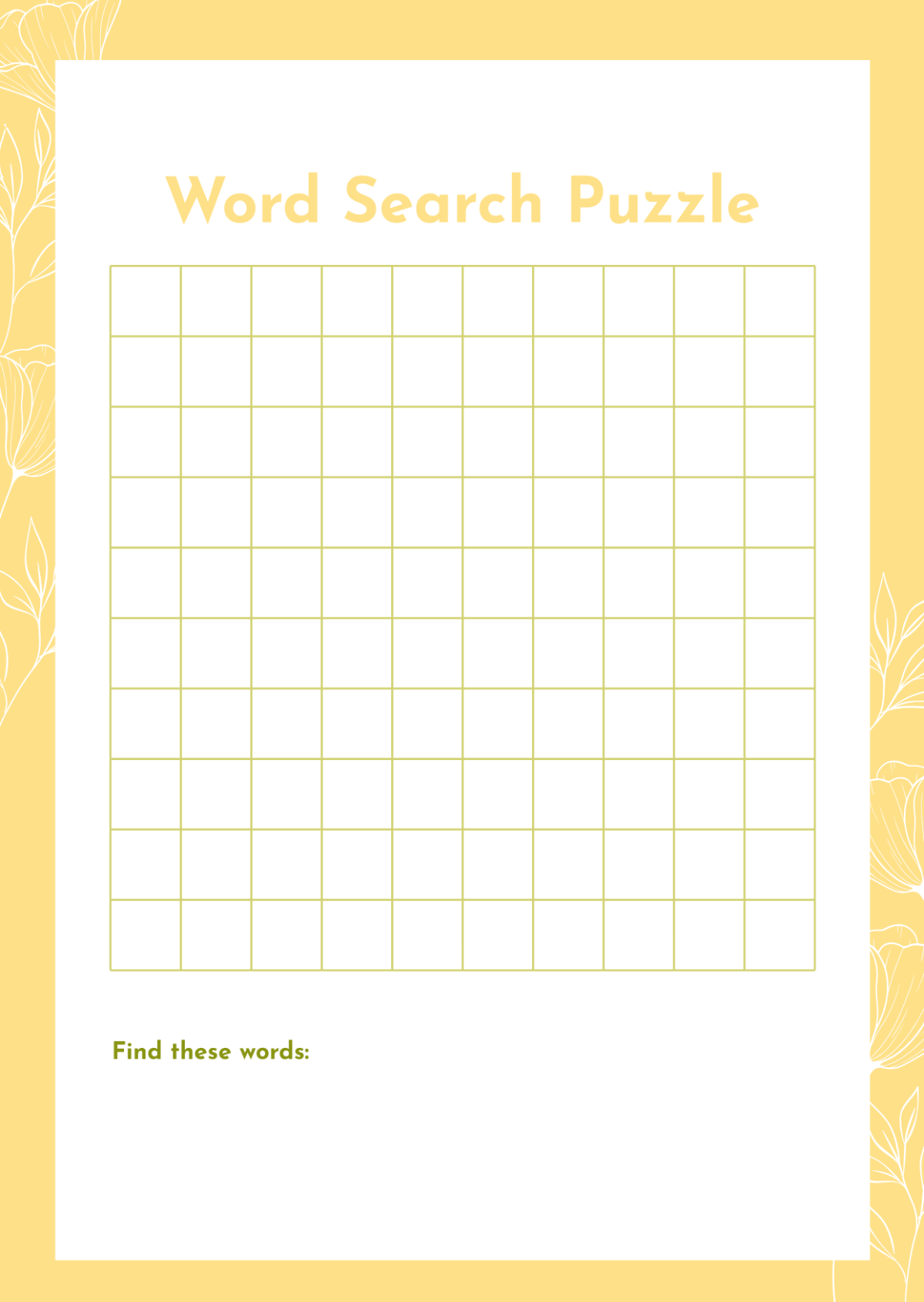 Free Printable Blank Word Search Printable Free Printable Blank Word Search Printable