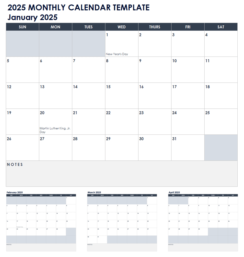 Free Google Sheets Monthly Calendar Templates Smartsheet