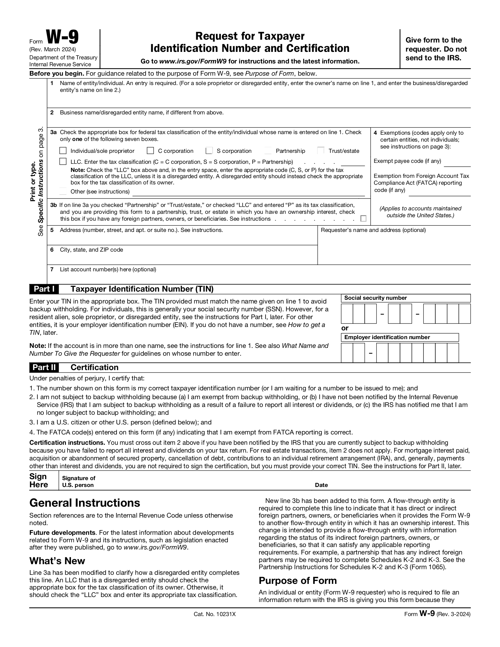 Free IRS Form W9 2024 PDF EForms Free IRS Form W9 2024 PDF EForms