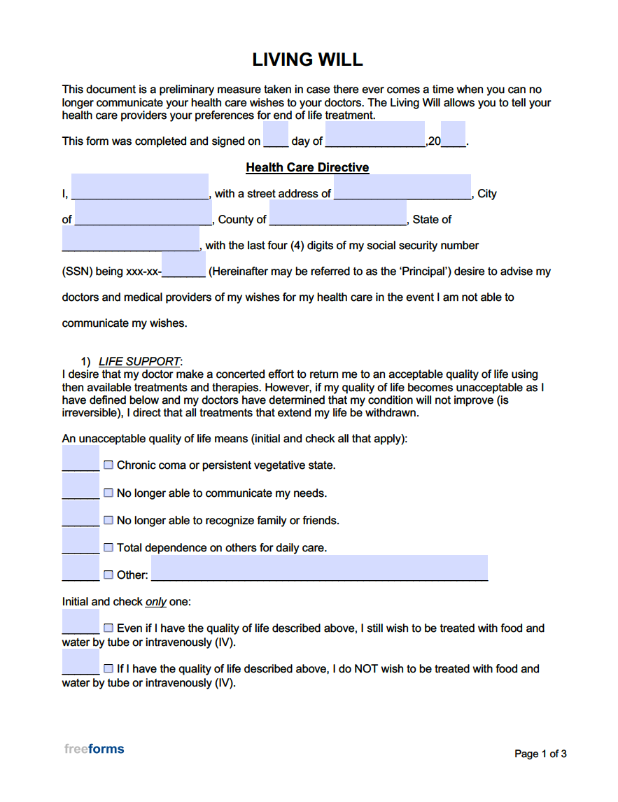 Free Blank Printable Wills Online