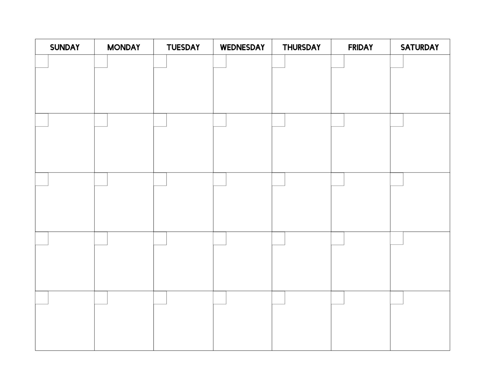Printable Blank Calendar Monthly Printable Blank Calendar Monthly