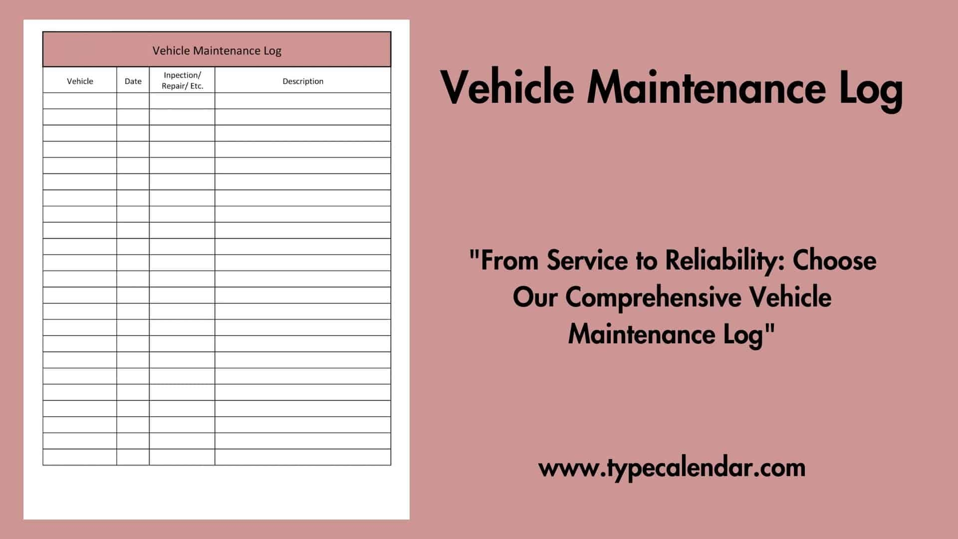 Free Printable Vehicle Maintenance Log Templates Excel Word PDF 