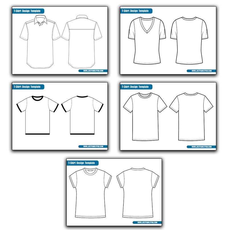 Free Printable White T Shirt Template In Five Styles Just Family Fun Free Printable White T Shirt Template In Five Styles Just Family Fun