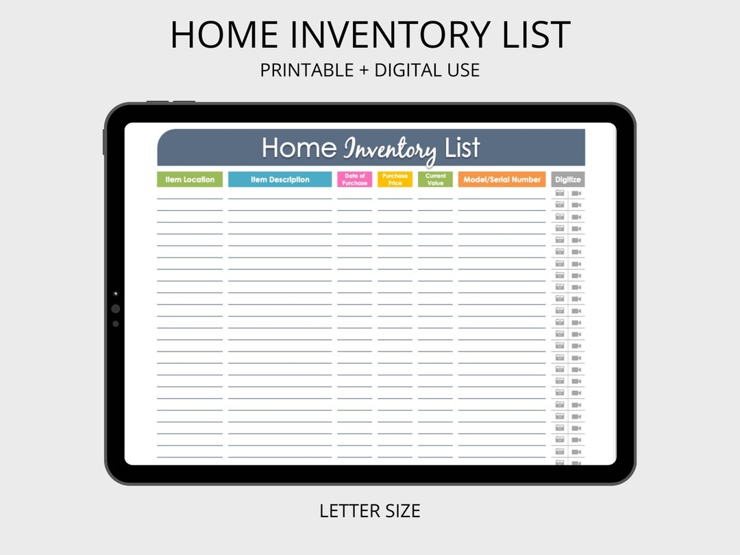 Free Printable Blank Home Inventory Sheets Free Printable Blank Home Inventory Sheets