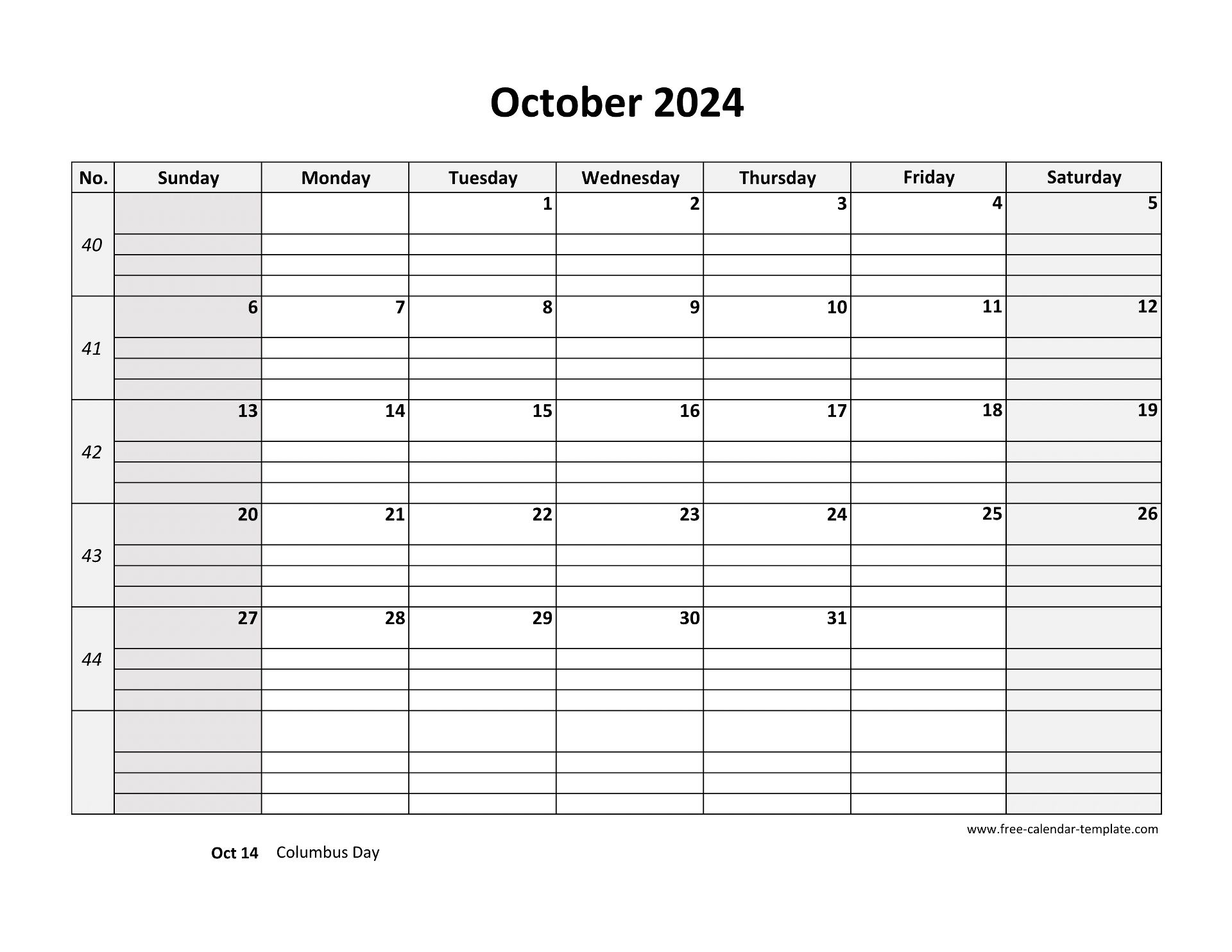 October 2024 Calendar Free Printable With Grid Lines Designed horizontal Free calendar template October 2024 Calendar Free Printable With Grid Lines Designed horizontal Free calendar template